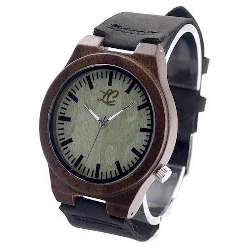 Image of La Capia 100% natur Ibenholt træ Citizen quartz ur, model Montana